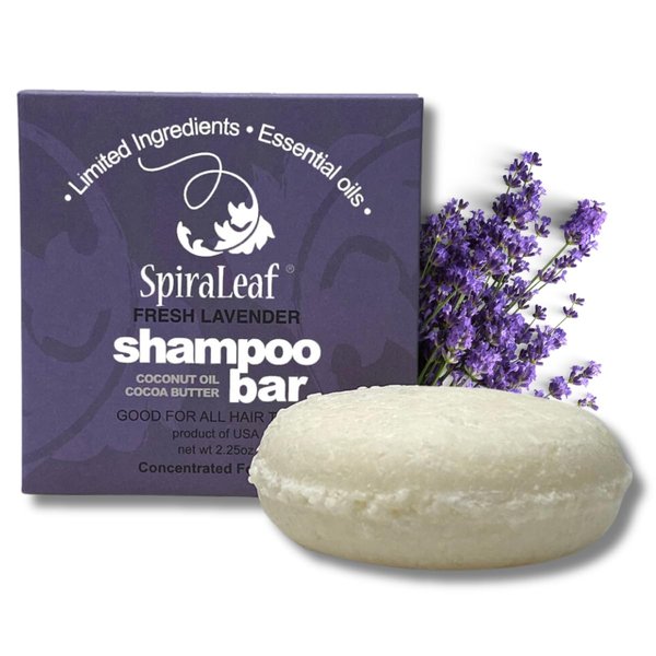 Spiraleaf Shampoo & Shave Bar, Essential Oils, Limited Ingredients, Concentrated Formula, USA Made (Fresh Lavender)