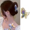 Butterfly Hair Clips Medium Metal Hair Claw Clips Gradient Purple Hair Clamps Claw with Rhinestone Designs Strong Hold Hair Clip Shiny Glitter Butterfly Hair Accessories Cute Jaw Clamp for Women Girls