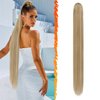 BARSDAR Drawstring Ponytail Extension - 34 Inch Long Straight Blonde Ponytail Hair Extensions Synthetic Fake Pony Tails Hairpieces Clip in Ponytail for Women Girls Daily- Light Ash Blonde Mixed