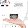 Camila Paris CP2953 French Hair Side Comb, Small, Black, French Twist Hair Combs Decorative, Strong Hold Hair Clips for Women Bun Chignon Up-Do Styling Girls Hair Accessories, Made in France