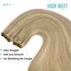 YoungSee Sew in Hair Extensions Real Human Hair Blonde Highlight Soft Weft Human Hair Extensions Dark Ash Blonde Highlighted Light Blonde Soft Sew in Real Hair Extensions for Women 20Inch 100G
