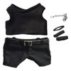 niannyyhouse 20cm Plush Doll Clothes Black Vest Pants Belt Accessories