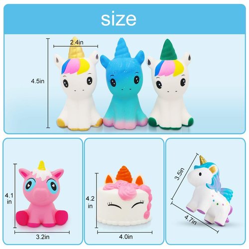 Unicorn Squishy Jumbo Squishies- 6 Pack Narwhal Squishy Unicorn Cake Scented Squishies Pack Slow Rising Squishies Stress Reliever Toys for Girls and Boys Unicorn Party Favors