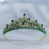 Baroque Princess Tiara for Women, Royal Queen Crown Diadem Headband, Crystal Costume Accessories for Prom Birthday, Green