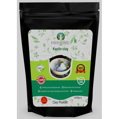 AYURVEDASHREE Kaolin Clay Powder 200 Gm - Gentle Exfoliator, Excellent for Skin Treatment