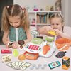Cash Register 36PCS Supermarket Shop Toys with Electronic Sounds,Working Scanner,Calculator,Credit Card Reader,Play Food and Money Preschool Learning for Girl Boys Kids (Green)