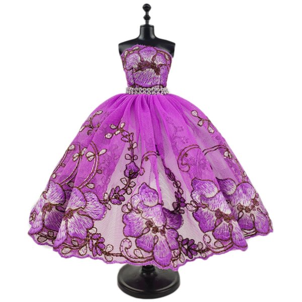 Fashion Ballet Dress for 11.5" Doll Tutu Clothes Outfits 1/6 Dolls Accessories Rhinestone 3-Layer Skirt Ball Party Gown (Purple)