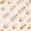 Gold French Tip Press on Nails Medium Fake Nails Almond False Nail Tips Gold Glitter Artificial Nails Design Full Cover Glue on Nails Art Accessories for Women Nail Decoration 24pcs