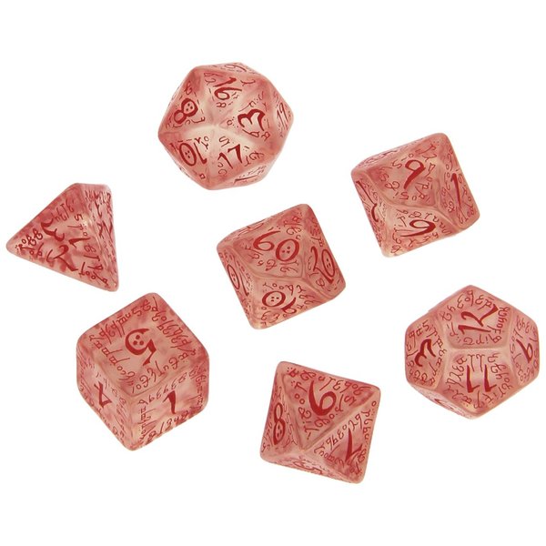 Q Workshop Elvish Dice Transparent/Red (7) Board Game, Multicolor