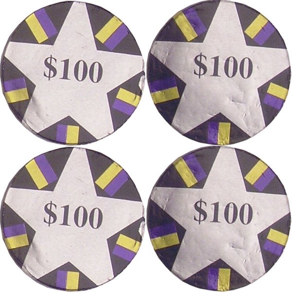Chocolate Casino Chips - Las Vegas Poker $100 Coins in Colorful Foil - 1 Pound