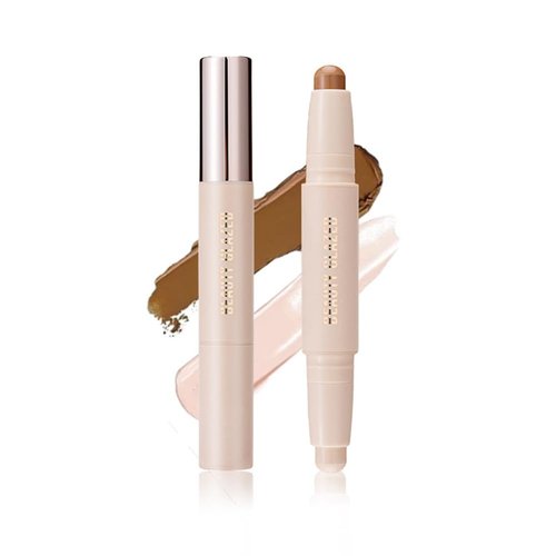 Double head contour stick, Highlight & Contour Bronzer Stick, durable and waterproof contour stick set, facial makeup contour face cream (03#Bronzer contour and glow sticks) ﻿