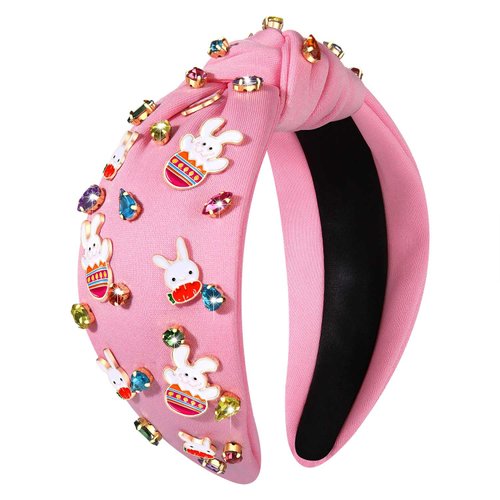 Easter Headbands Beaded Rabbit Bunny Headband for Women Colorful Easter Egg Headband Pink Spring Headbands Crystal Pearl Jeweled Knotted Headband Easter Hair Accessories Holiday Gifts (Easter Bunny E)