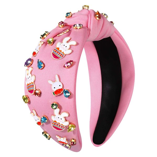 Easter Headbands Beaded Rabbit Bunny Headband for Women Colorful Easter Egg Headband Pink Spring Headbands Crystal Pearl Jeweled Knotted Headband Easter Hair Accessories Holiday Gifts (Easter Bunny E)