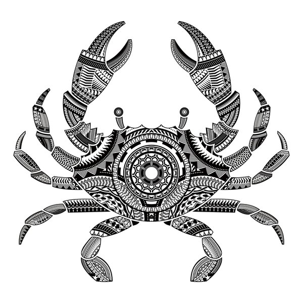 Artsure 6 Sheets Temporary Fake Tattoos For Men Adults Head of a Crab Ornamented Maori Style Temporary Fake Tattoo For Women Neck Arm Chest For Woman 3 7 X 3 7 Inch