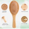 Bamboo Hair Brush Set, Eco-Friendly Anti-Static Detangling Comb Hairbrush, Mini Travel & Rat Tail Comb and Cleaning Tools for Women Men and Kids Thick/Thin/Curly/Dry Hair Gift