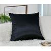 Aiking Home Collection Solid Faux Silk Euro Sham/Pillow Cover, Zipper Closure, 26 by 26 Inches, Black