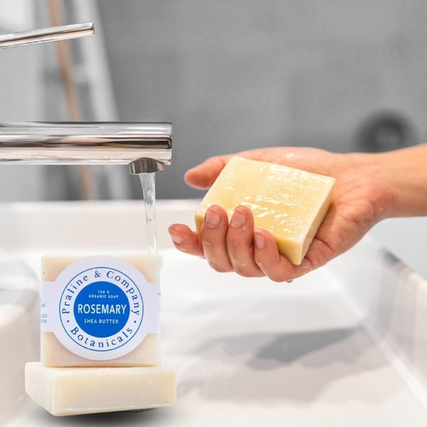 Organic Handmade Rosemary Bath and Hand Soap for Oily Skin - Bath Soap with Gentle Creamy Moisturizing Foam - Organic Hand Soap with 100% Organic Ingredients - 4oz / 110gr