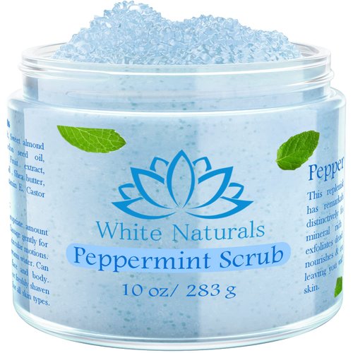 Pure Peppermint Scrub, Moisturizing and Exfoliating Face & Body Scrub, Organic Exfoliator Scrub Fights Stretch Marks, Fine Lines and Wrinkles, Natural Plant-based, Vegan, Cruelty-Free Shower Scrub
