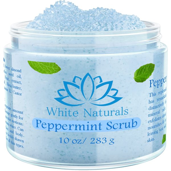 Pure Peppermint Scrub, Moisturizing and Exfoliating Face & Body Scrub, Organic Exfoliator Scrub Fights Stretch Marks, Fine Lines and Wrinkles, Natural Plant-based, Vegan, Cruelty-Free Shower Scrub