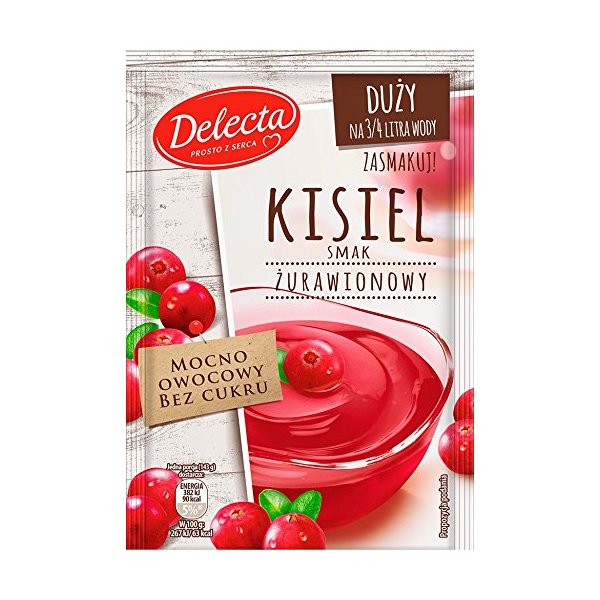 Delecta Duzy Kisiel Cranberry 5-pack 5x58g/5x2oz Eastern European Jelly Dessert_AB