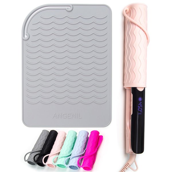 ANGENIL Silicone Heat Mat for Hair Tools - Flat Iron and Curling Iron Pad, Heat-Resistant Travel Case, 9" x 6.5"