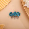 BERYUAN Crystal Flower Hair Comb for Women Girls Prom Crystals Hair Comb Wedding Headpiece for Bride Bridemaid Flower Girls peacock blue