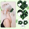 St Patricks Day Hair Scrunchies for Women Shamrock Headband Hair Accessories Clover Green Scrunchies Ponytail Holder St Patty's Day Accessories Elastic Green Hair Band Irish Headband 2Pcs
