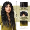 Black Long Curly Wigs for Women Synthetic Curly Natural Black Wig with Curtain Bangs Hair Replacement Wig for Girls Daily Party Use 28 Inches