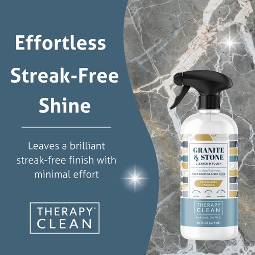 Therapy Granite Countertop Cleaner and Polish with Microfiber Cloth - Daily Granite Cleaner for Stone, Marble Cleaner, Stone Cleaner, Soapstone, Quartz, Quartzite & Slate