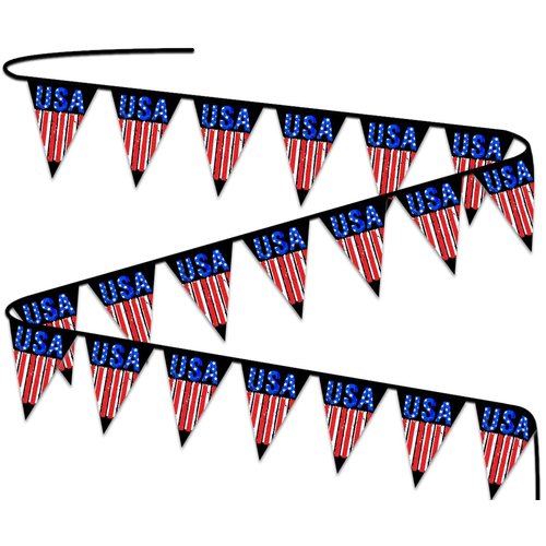 Fabric Pennant Banner for Independence Day, Happy 4th of July American Flag Banner, Patriotic Party Decorations and Supplies, Patriotic USA Bunting Banner