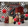4rd Birthday Race Car Balloons Decorations, 40 Inch Racetrack Black Number 4 Balloon, Mylar Black 4 Balloon for 4rd Birthday Party Supplies, 7 Pcs