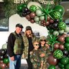 137pcs Camo Balloon Arch Garland Kit, Green and Brown Balloon Arch kit with Dark Green Brown Sage Green Black Foil Balloons for Jungle Hunting Camo Birthday Party Decorations