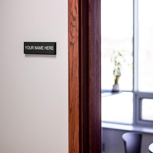 Custom Name Plate for Door, Office, Wall, Personalized With Your Text, 2” x 8” (1 Line, Black)