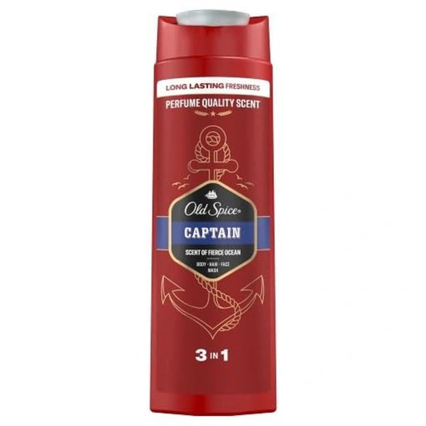 Old Spice Captain Body Hair and Face wash 400Ml 3 in 1