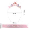 SuPoo Mermaid Birthday Crown and Sash Mermaid Birthday Decorations Mermaid Tail Birthday Headband Princess Tiara Seashell Birthday Girl Crown Little Mermaid Party Decorations Outfits Hair Accessories