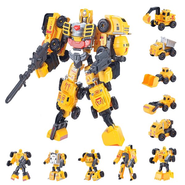 VEAIS Robet Construction Vehicles Set, Constructo Modular Transforming Toy Set 5-in-1 Transform Robots for Kids 3 for Boys