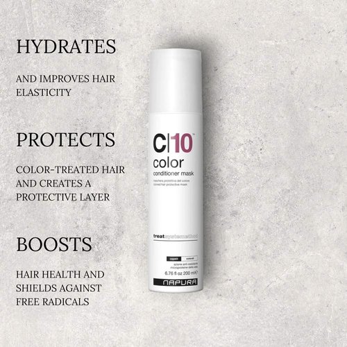 NAPURA C10 Hair Conditioner for Color Treated Hair (6.76 fl oz) - Color Protecting Mask for All Hair Types with Silk Microproteins, Improves Elasticity & Prevents Color Fade - Sulfate Free Care