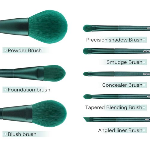 Makeup Brushes, Eigshow Premium Makeup Brush Set Synthetic Cosmetics Foundation Powder Concealers Blending Eye Shadows Face Kabuki Makeup Brush Sets (Jade Green with Cylinder)