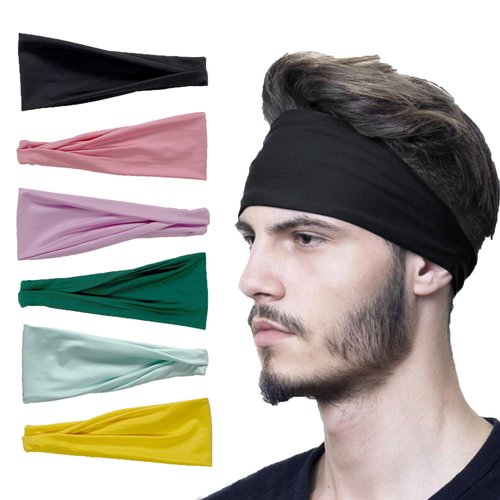 6 Pack Fashion Headbands Yoga Workout Exercise Head Wrap Hair Accessories for Men and Women