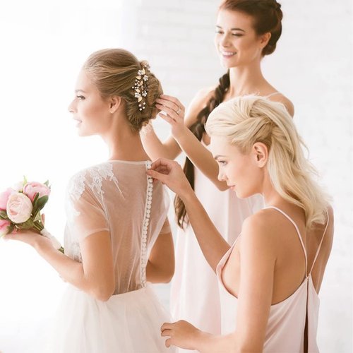 6 Pieces Bridal Wedding Hair Pins Gold Leaf Crystal Pearl Hair Pins Clips Headpiece Vintage Wedding Hair Accessories Jewelry with Rhinestone for Brides Bridesmaids Flower Girls (Elegant)