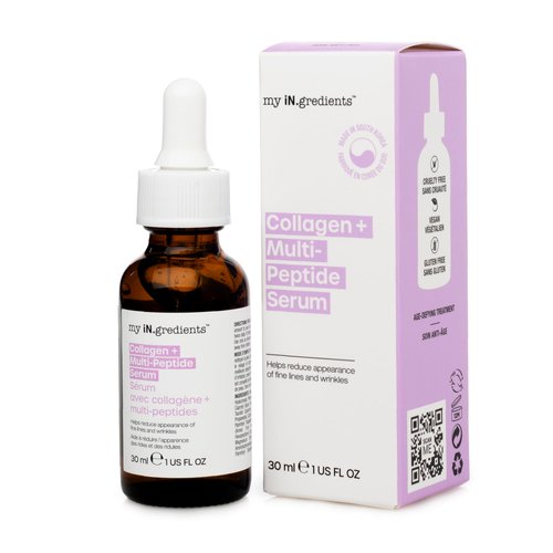 Masque Bar My Ingredients Multi Peptide Serum with Collagen- Wrinkle & Fine Lines reducing Face Serum- Anti-aging Hydrating Serum- Skin Plumping Korean Skin Care- For All Skin Types- 1 Fl Oz