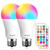 Yangcsl LED Light Bulb 85W Equivalent, RGB Color Changing Light Bulb, 6 Moods - Memory - Sync - Dimmable, A19 E26 Screw Base, Timing Remote Control Included (Pack of 2)