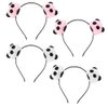 Teensery 4 Pcs Faux Pompom Panda Headbands Cute Furry Hair Hoop for Women Girls Kids Cosplay Halloween Makeup Headpiece Hair Accessories
