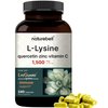 NatureBell L-Lysine 1,000mg Capsules + Quercetin 250mg with Vitamin C and Zinc, 240 Count | Free Form Amino Acids, L Lysine Complex | Immune Support, Lip & Skin Health Supplement