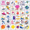 Partywind Outer Space Themed Party Supplies, Individually Wrapped Cut Tattoos for Kids Space Party Favors Decorations, Rocket/Astronaut/Planet Tattoos for Goodie Bag Stuffers (50 Styles)