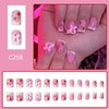 Tyuimhx 48Pcs White French Tip Press on Nails Square Short Fake Nails With 3D Pink Bow Designs Strawberry False Nails Pink Full Cover Stick on Nails Acrylic Artificial Nails for Women Girls