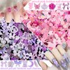 editTime Mixed Style Fashion 3D Nail Art Charms Kit Resin Camellia Rose Flower Butterfly Bow Moon Heart Bear Snake Hollow Pearl with Rhinestones and Soft Slice (Pink Purple)