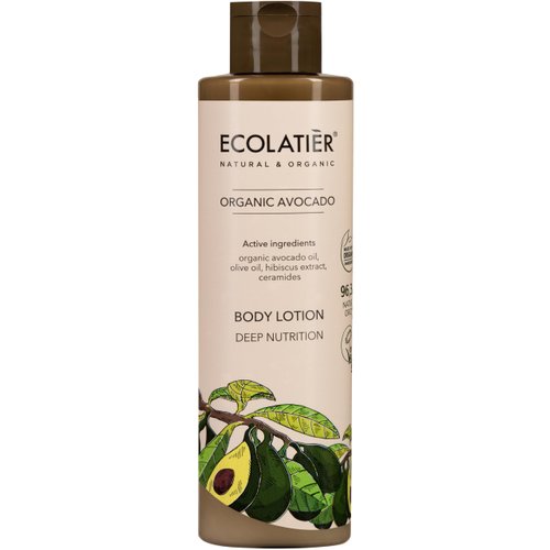 ECOLATIÈR Organic Avocado Body Lotion, Ecolatier® 250 ml - Deep Nutrition, Strengthens Elasticity & Strength, Vegan - With Olive Oil & Ceramides for Silky, Healthy Skin