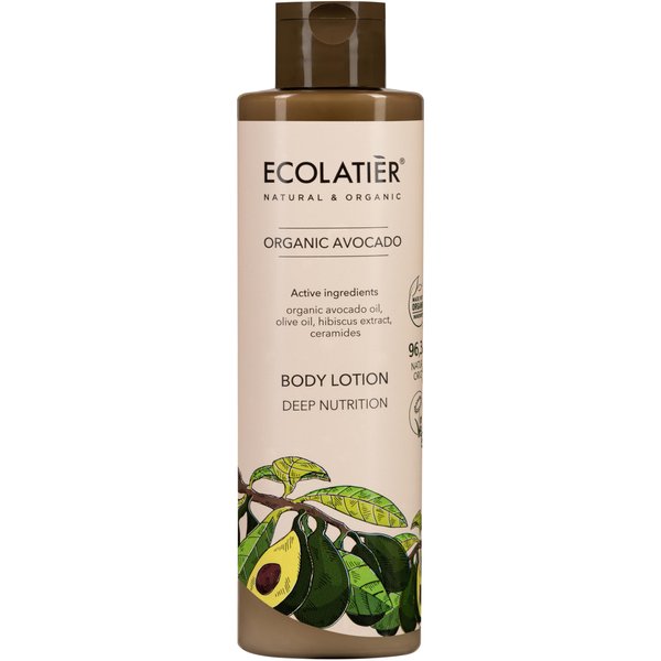 ECOLATIÈR Organic Avocado Body Lotion, Ecolatier® 250 ml - Deep Nutrition, Strengthens Elasticity & Strength, Vegan - With Olive Oil & Ceramides for Silky, Healthy Skin