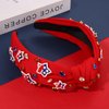 4th of July Headbands for Women, 4th of July Accessories, American Flag Patriotic Headbands, Rhinestone Pearl Knotted Headbands Beads Embellished Jeweled Headbands Holiday Gifts (Star E-Red)